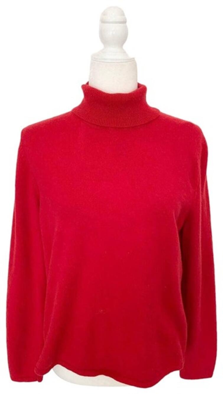 Amie Drew Red Turtleneck Sweater size L Cashmere and Wool